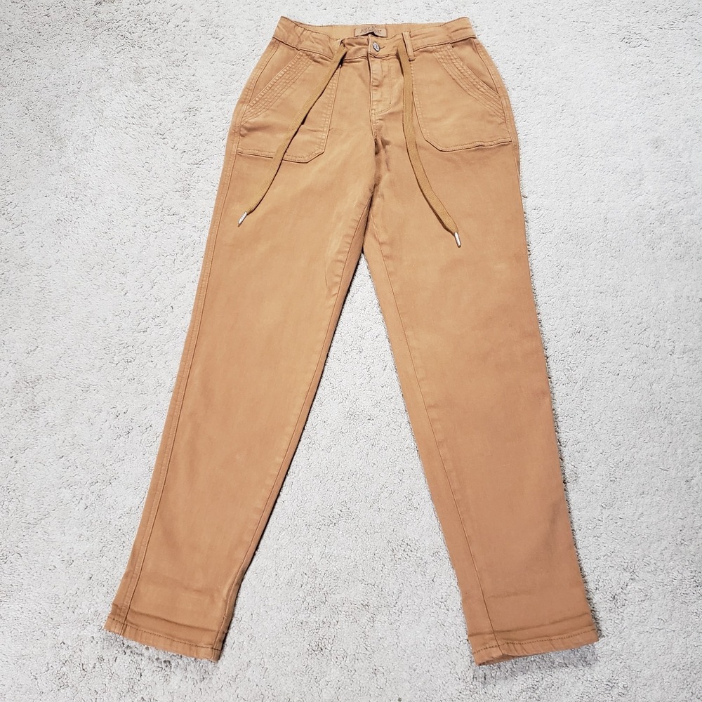 Judy Blue Jogger Pants 3/26 Brown Garment Dyed Drawstring Stretch Relaxed